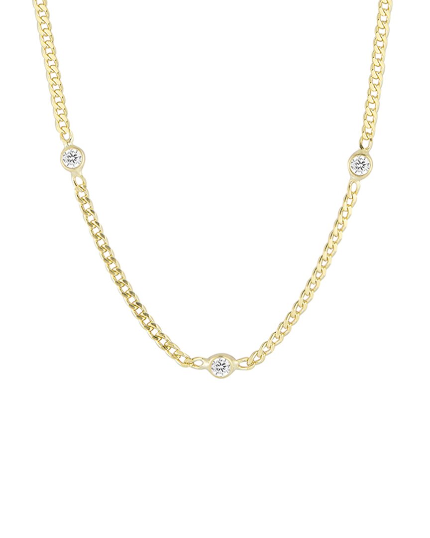 GLAZE JEWELRY GLAZE JEWELRY 14K OVER SILVER CZ CURB CHAIN NECKLACE