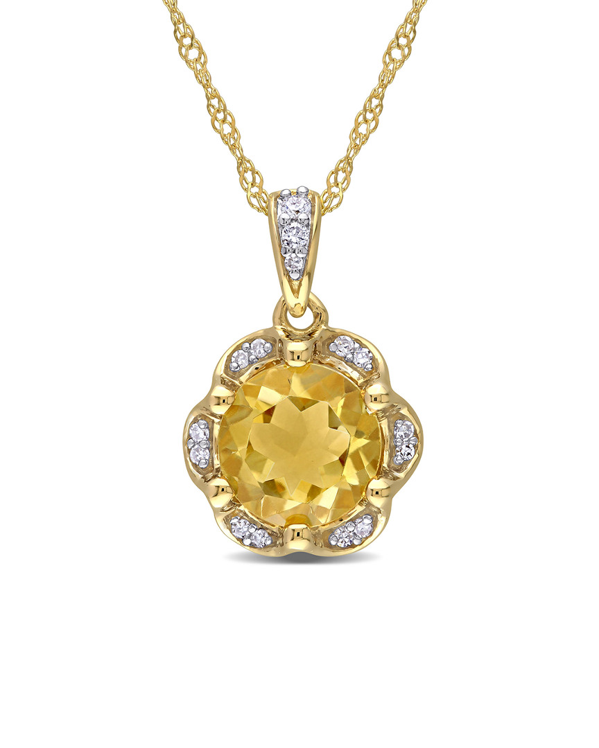 Diamond Select Cuts 14k 1.31 Ct. Tw. Diamond Citrine Necklace