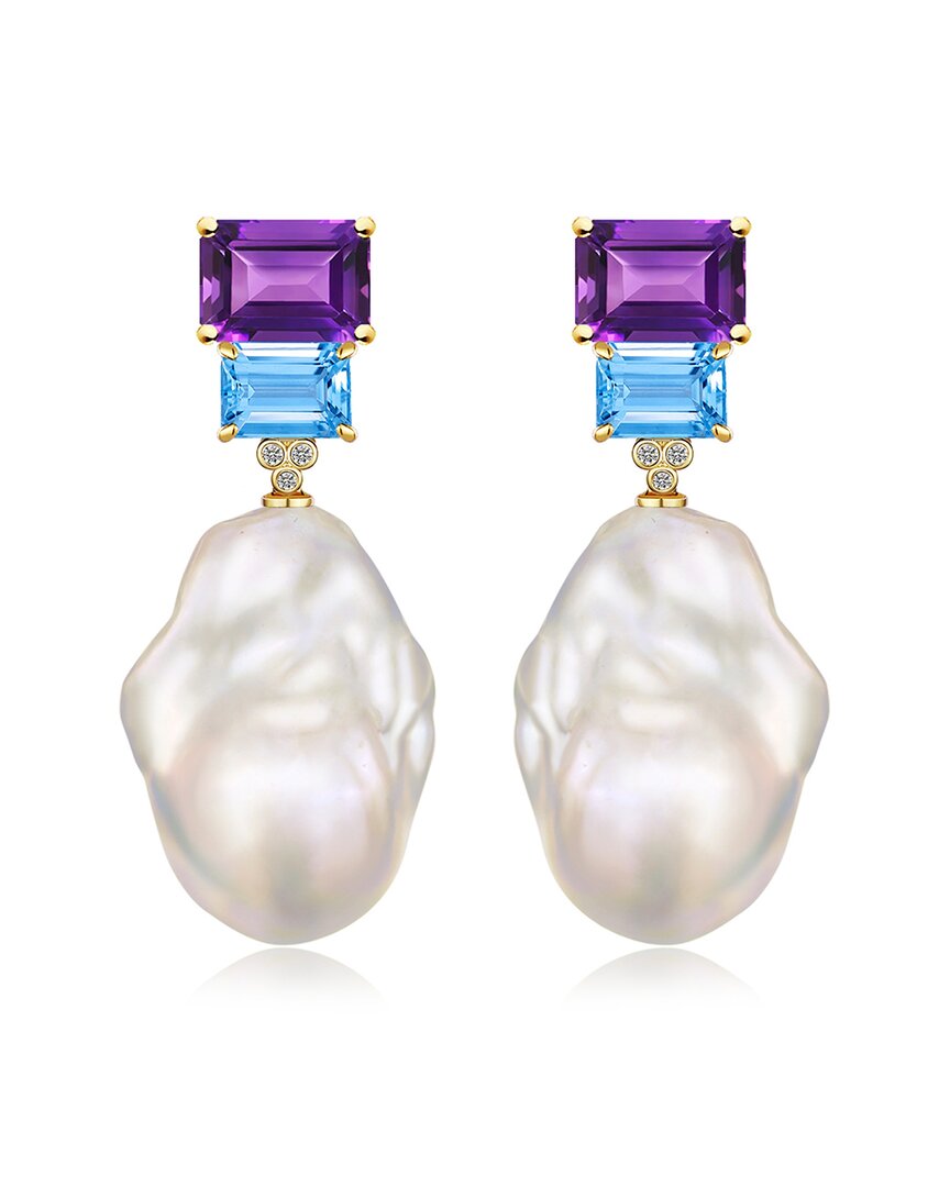 Kai Fine Jewelry 14k 7.23 Ct. Tw. Diamond & Amethyst & Topaz & 16-1 In White