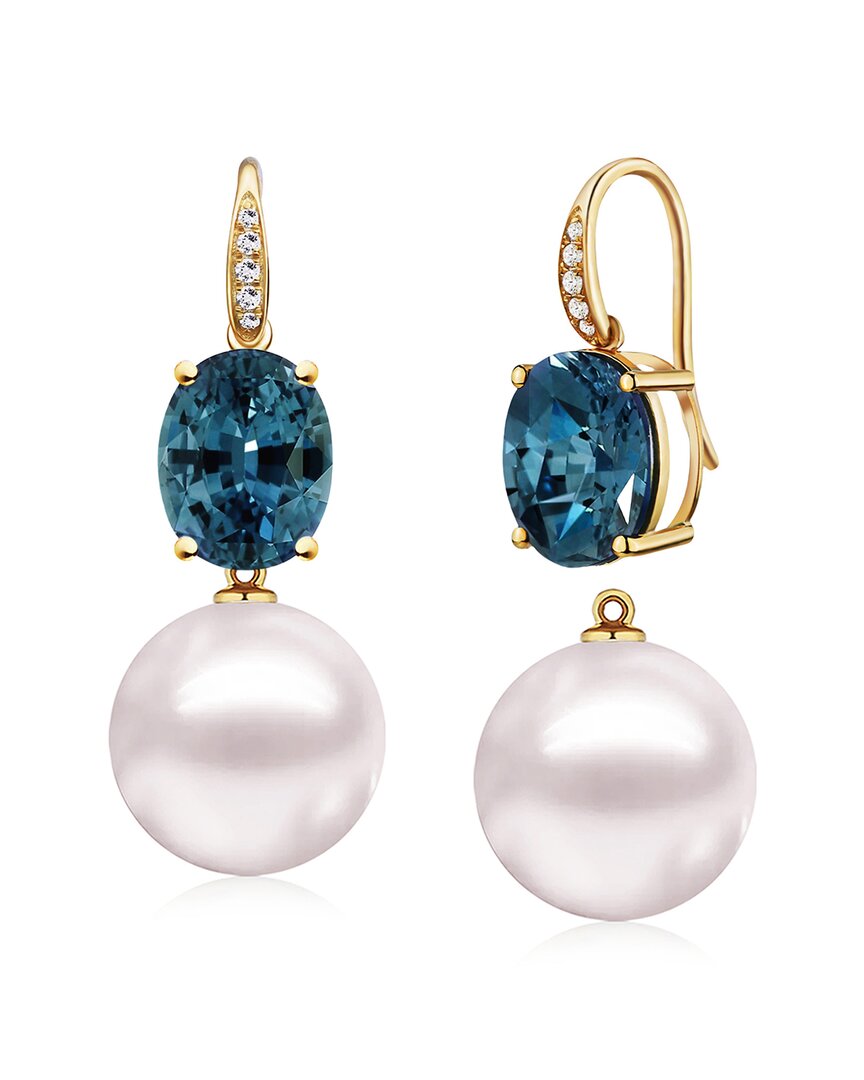 Kai Fine Jewelry 14k 6.45 Ct. Tw. Diamond & London Blue Topaz & 12- In White