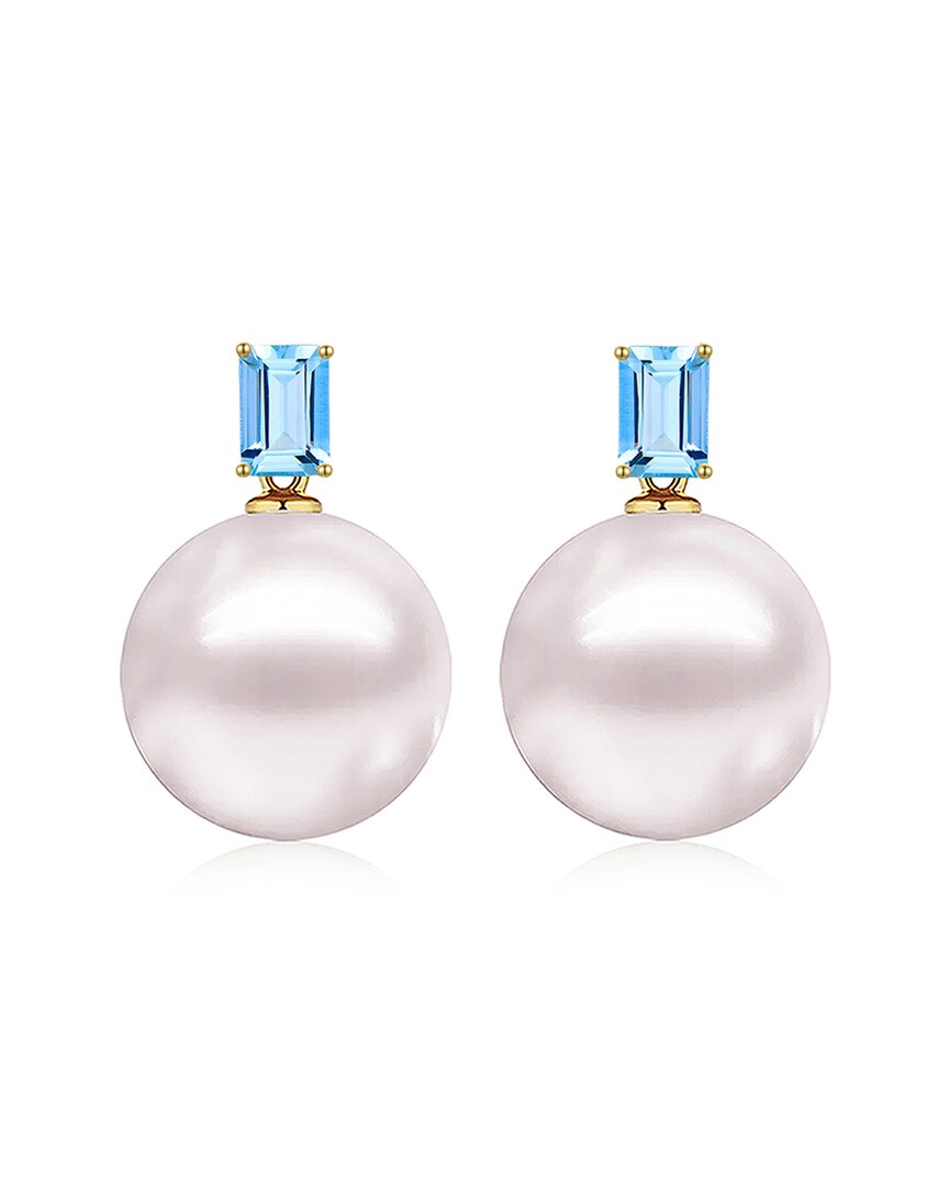 Kai Fine Jewelry 14k 1.30 Ct. Tw. Blue Topaz & 12-13 Mm Pearl Drop In Blue