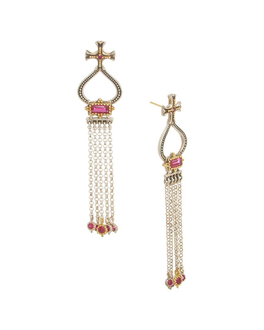 Konstantino Dome Silver & 18k Corundum Tassel Earrings In Gold