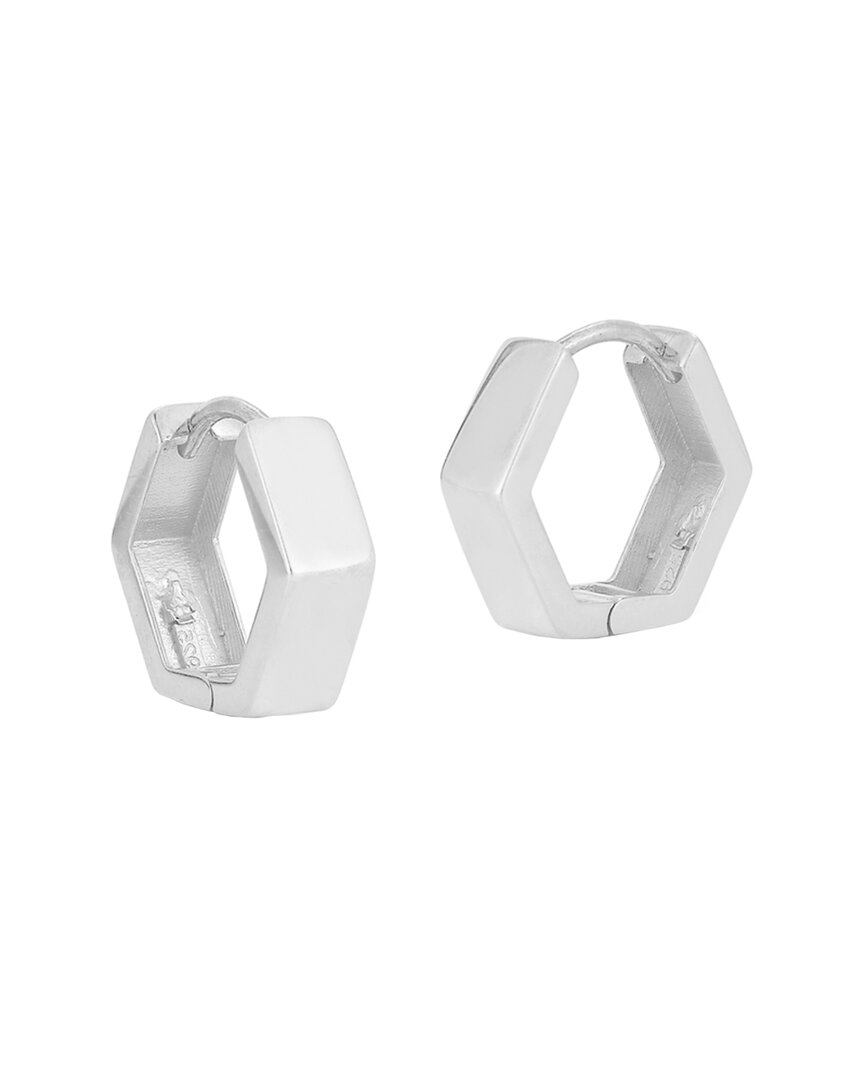 Glaze Jewelry Silver Hexagon Huggie Earrings