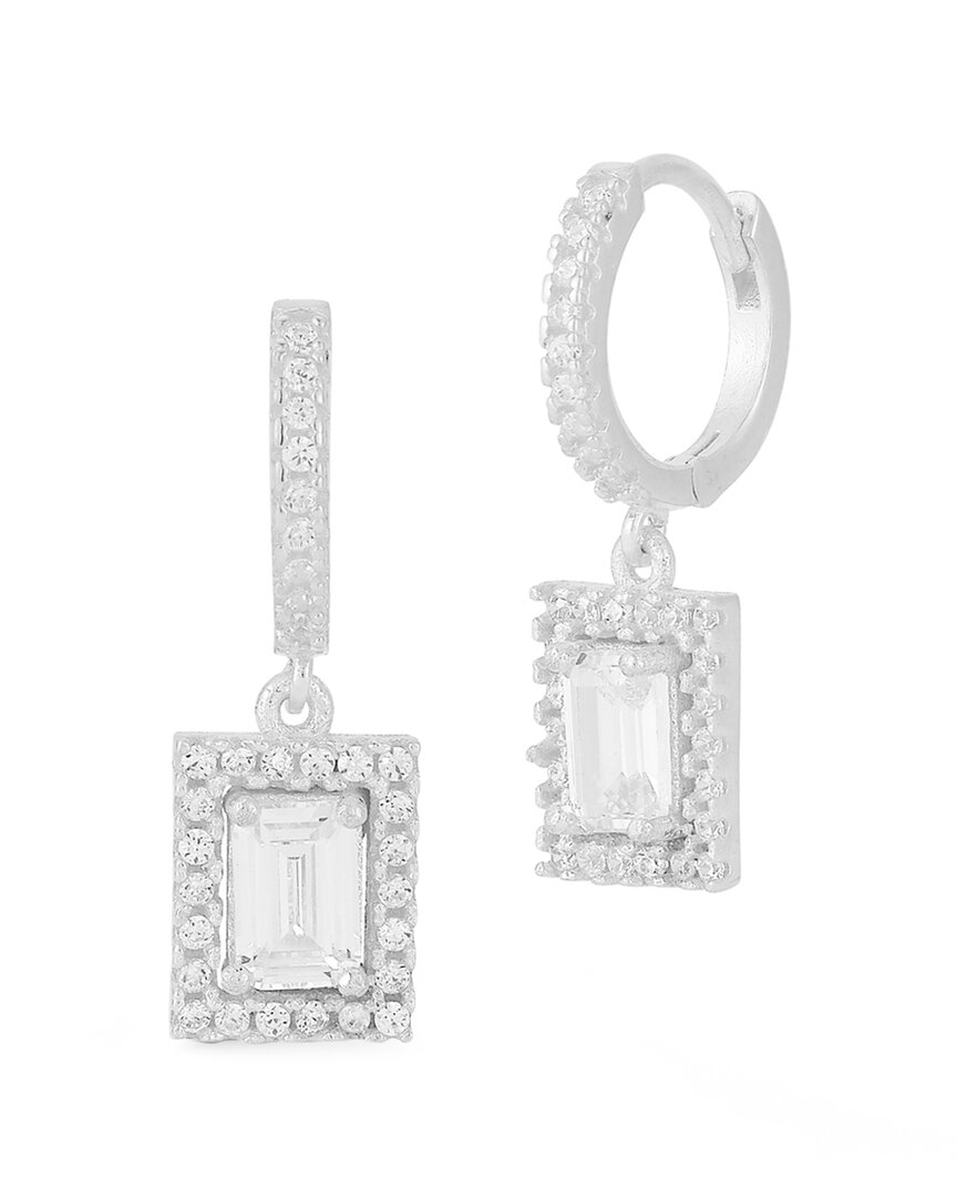 Glaze Jewelry Silver CZ Drop Huggie Earrings