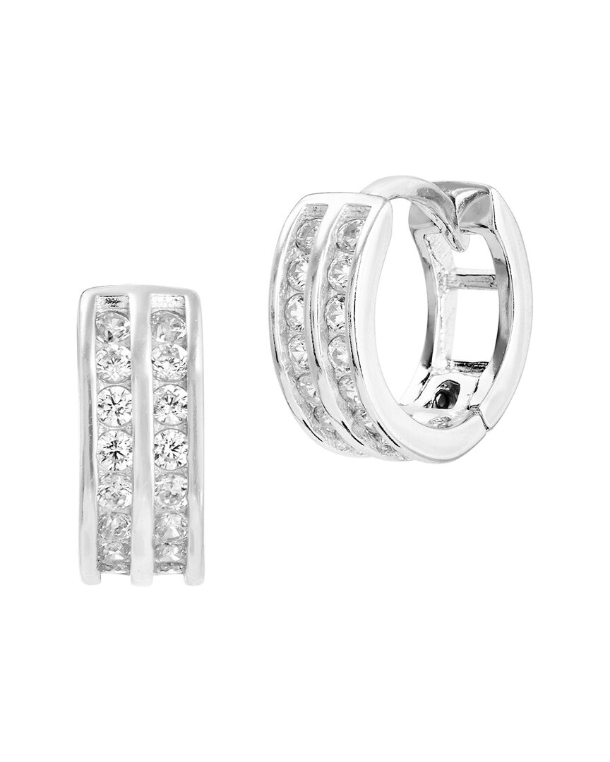 Savvy Cie Silver Cz Huggie Earrings In Metallic
