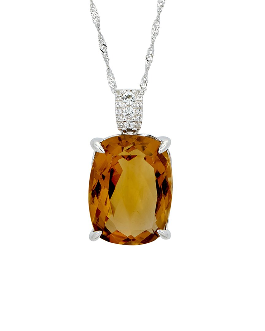 Savvy Cie Silver 20.00 Ct. Tw. Citrine Cz Necklace
