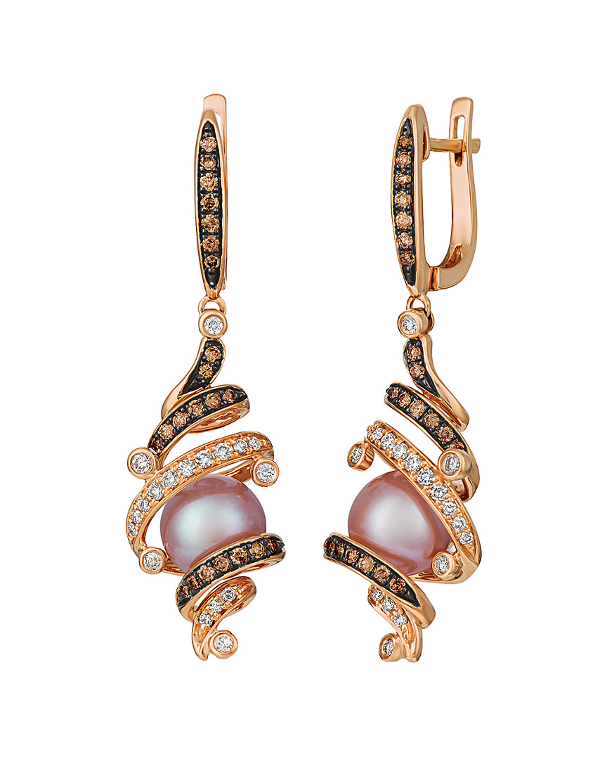 Shop Le Vian ® 14k Rose Gold 0.69 Ct. Tw. Diamond & Pearl Earrings In No Color