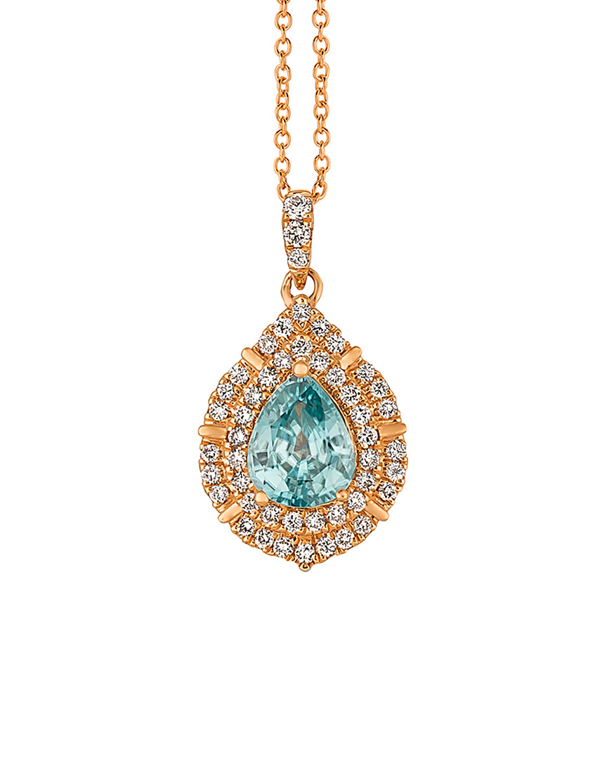 Le Vian 14k Rose Gold 1.34 0.27 Ct. Tw. Diamond & Blueberry Zircon Pendant Necklace