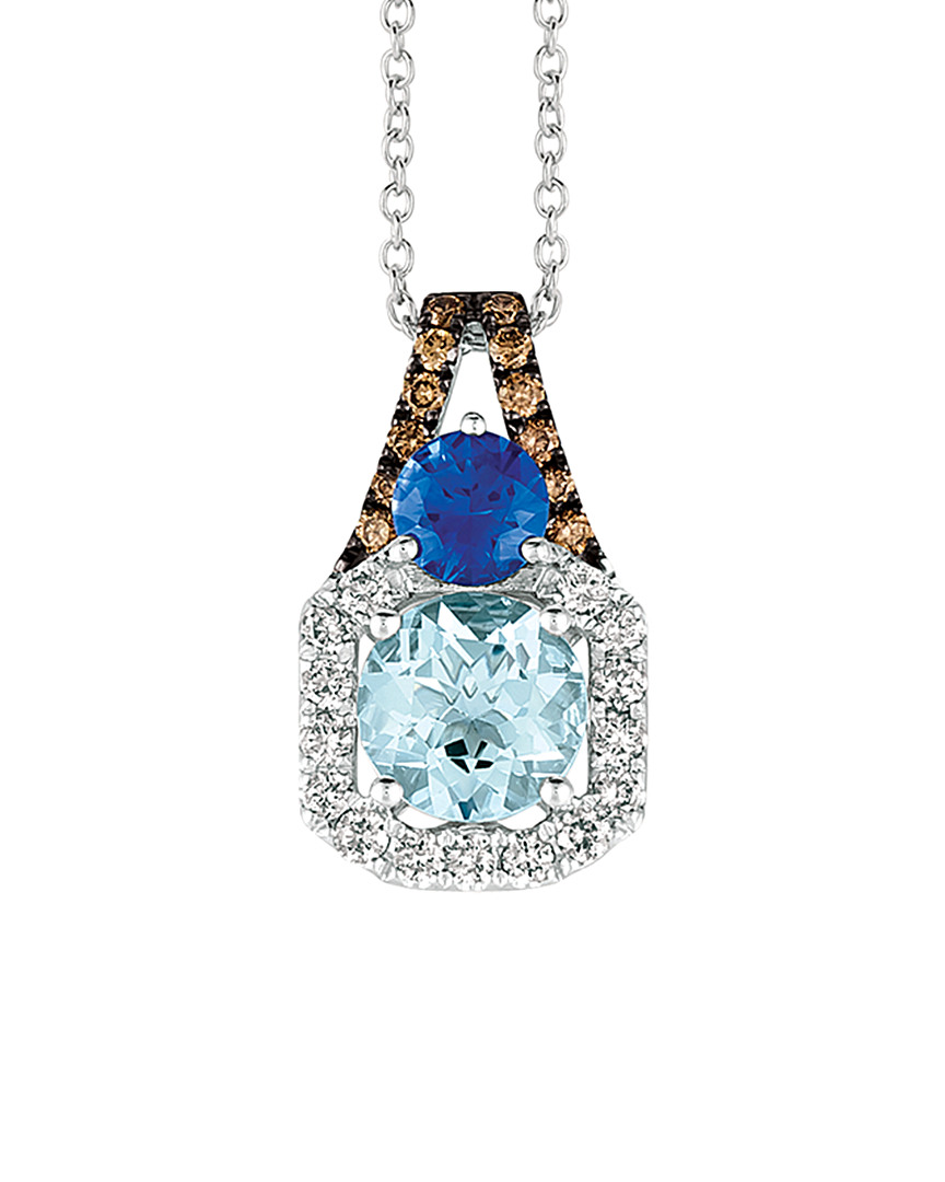 Le Vian 14k 1.77 Ct. Tw. Diamond & Sea Blue Aquamarine Pendant Necklace