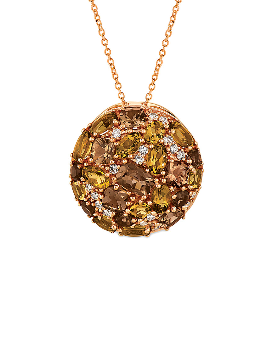 Le Vian 14k Rose Gold 4.39 Ct. Tw. Diamond & Chocolate Quartz Pendant Necklace