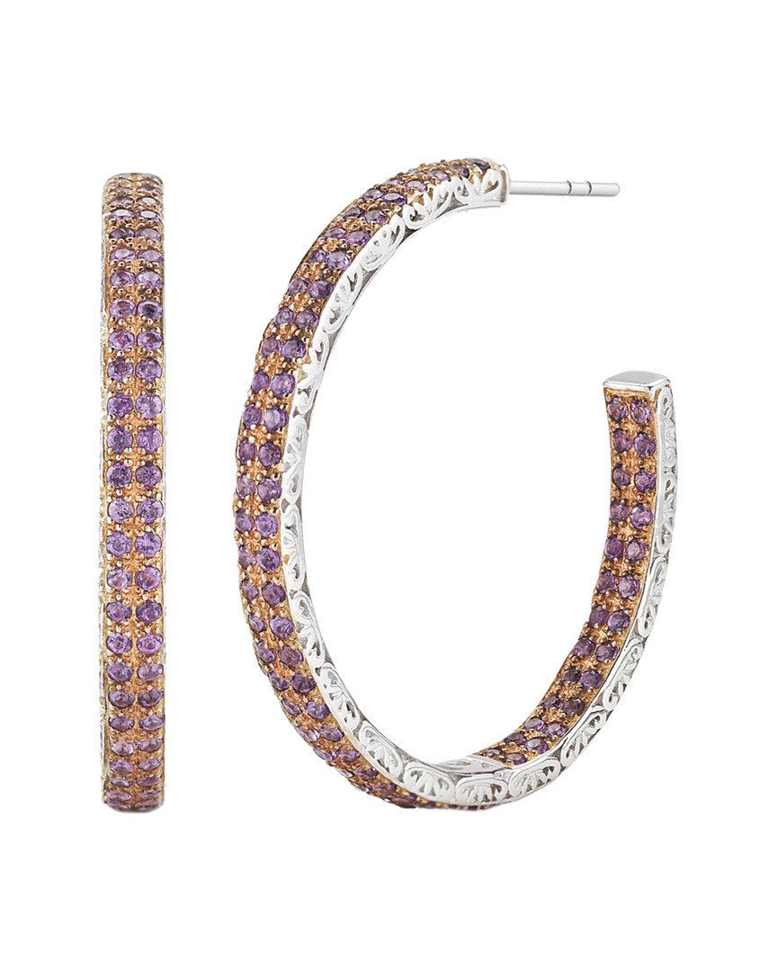 Delatori By Alor 18k Over Silver 1.40 Ct. Tw. Amethyst Hoops