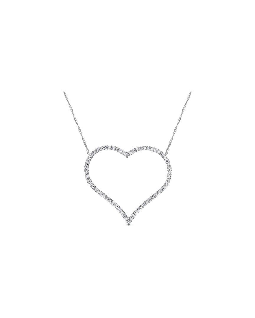 Rina Limor 10k White Gold 0.64 Ct. Tw. Diamond Open Heart Pendant Necklace