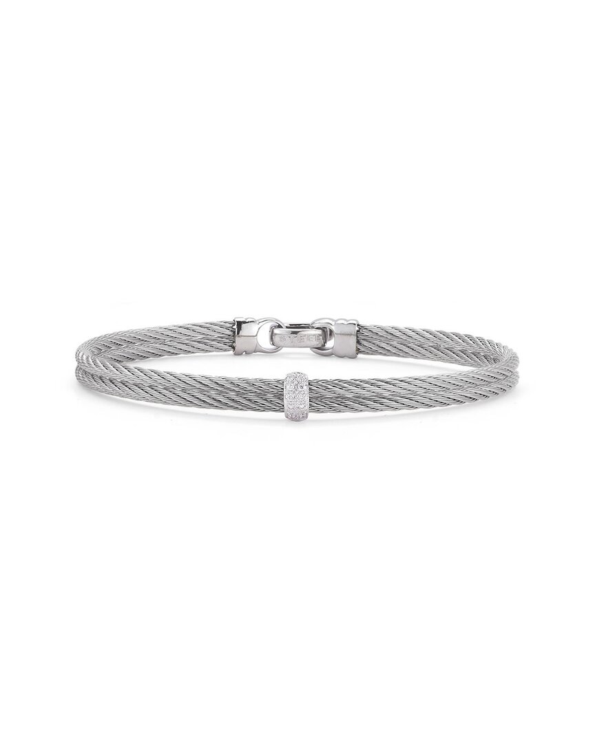 Alor Classique 18k & Stainless Steel 0.08 Ct. Tw. Diamond Cable Bangle Bracelet In Gold