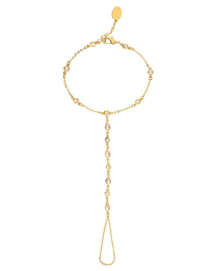 Rivka Friedman 18k Gold Plated Cubic Zirconia Hand Chain In Brown
