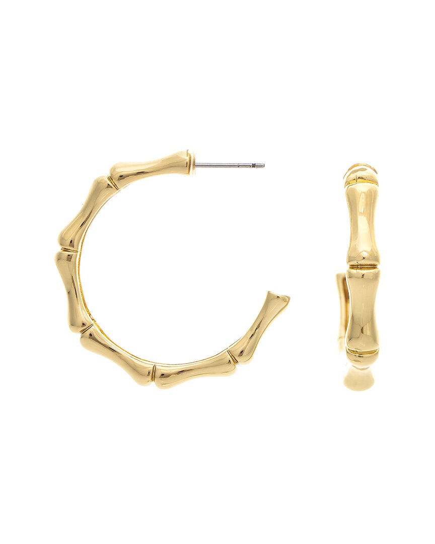 Rivka Friedman 18k Gold Clad Bamboo Shape Hoop Earrings In Brown