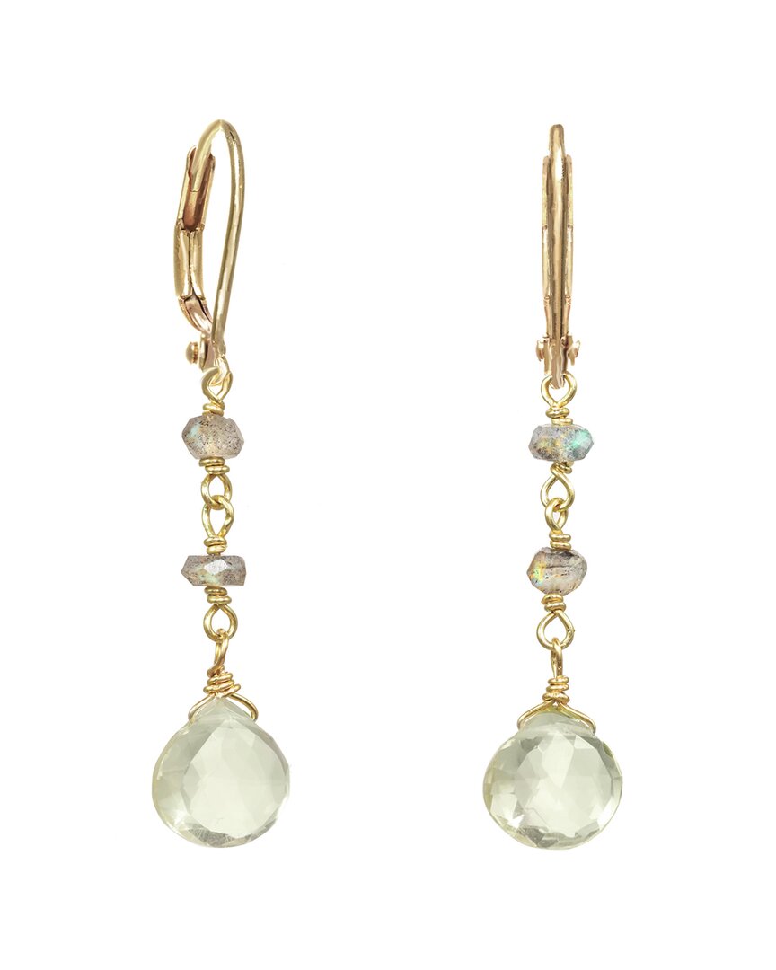 Rachel Reinhardt Gold Over Silver Gemstone Delicate Drop Earrings