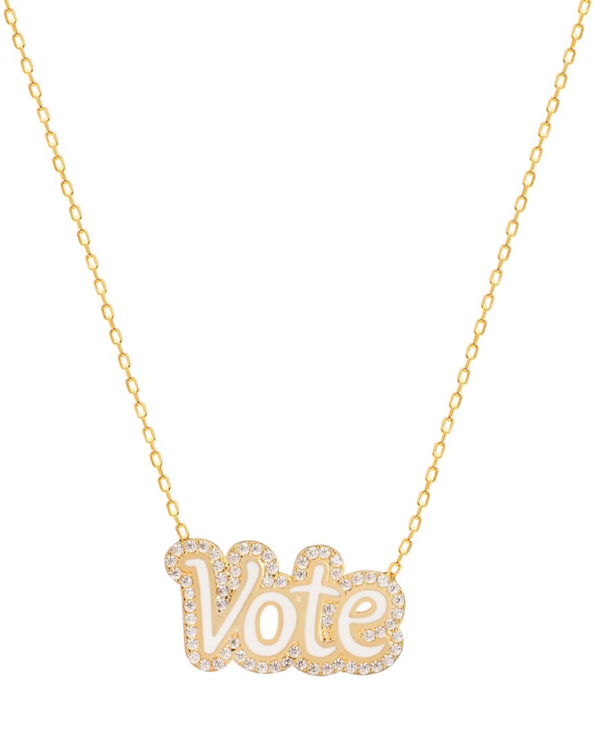 Gabi Rielle Rise Above The Crowd Collection 14k Over Silver Cz Vote Pendant Necklace