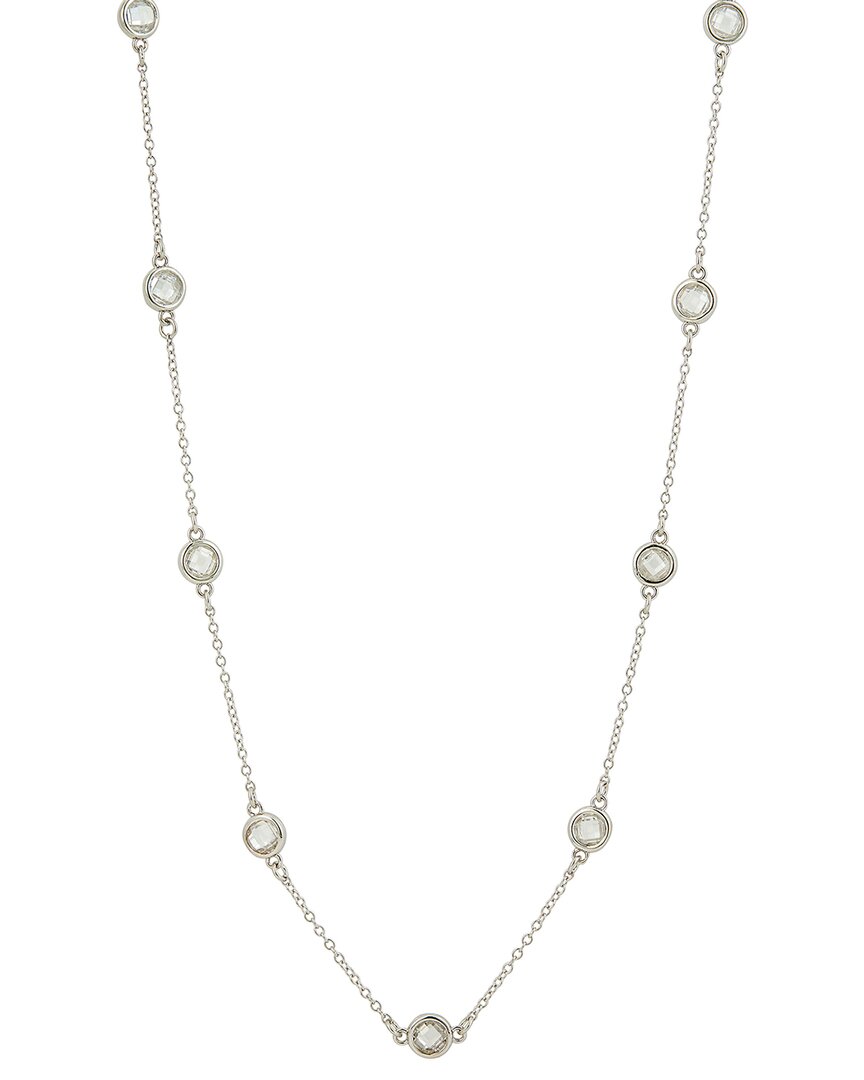 Savvy Cie Silver Cz Statement Necklace In Silver