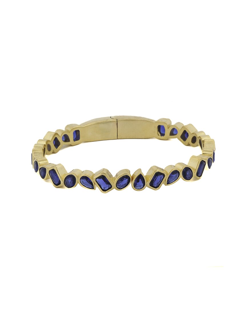 Ebru Jewelry Plated Lab-grown Sapphire Bangle Bracelet In Multi