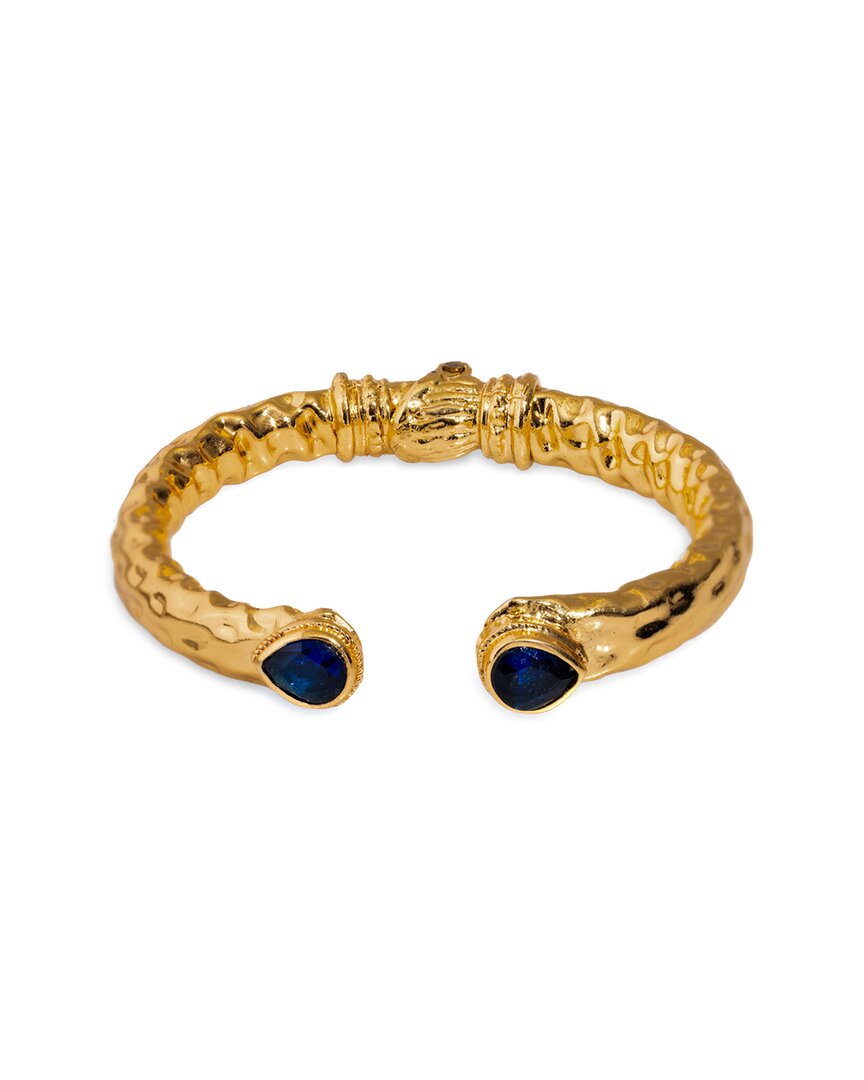Ebru Jewelry Plated Lab-grown Sapphire Cuff Bracelet In Gold