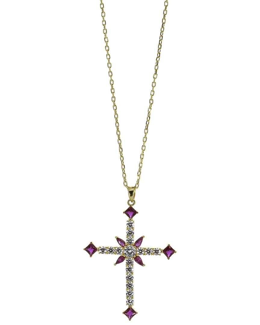 Ebru Jewelry Protection & Luck Silver Cz Pendant Necklace In Gold