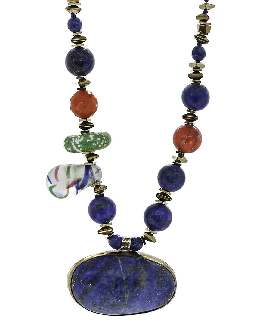Ebru Jewelry One Of A Kind Plated Hematite Beaded Necklace In Blue