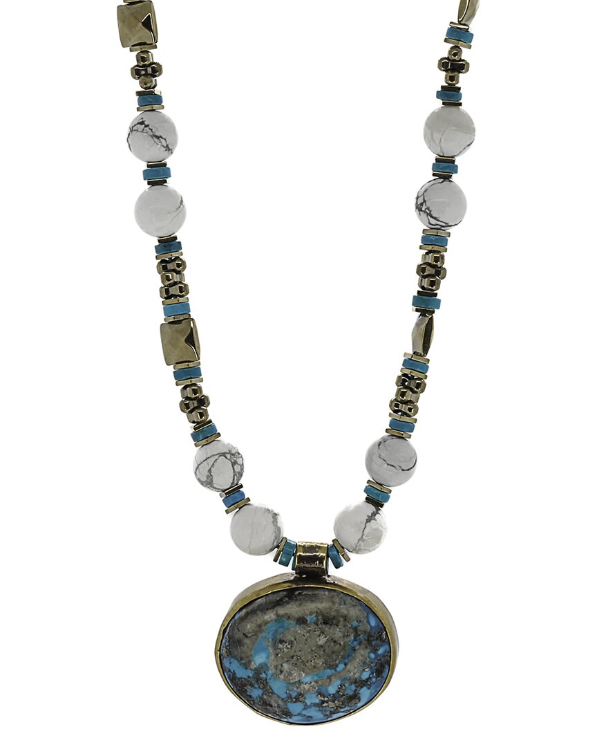 Ebru Jewelry One Of A Kind Plated Hematite Beaded Necklace In Blue