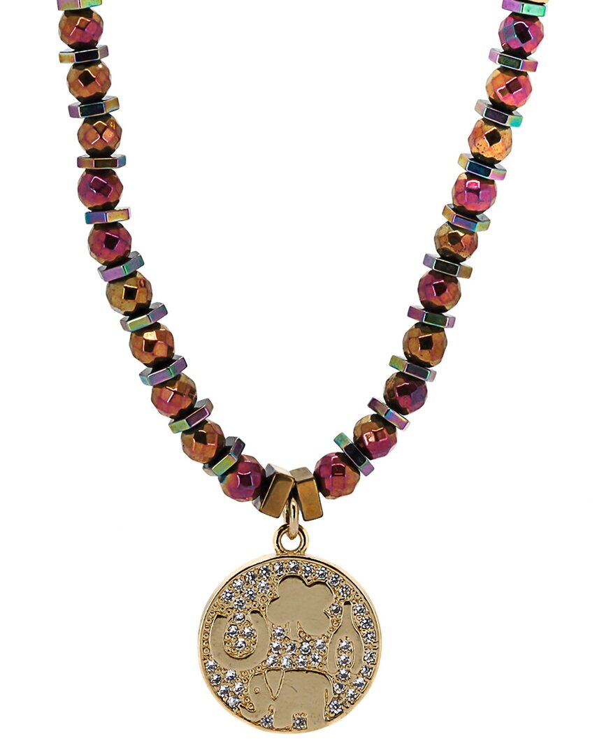 Ebru Jewelry One Of A Kind Plated Hematite Beaded Necklace In Gold