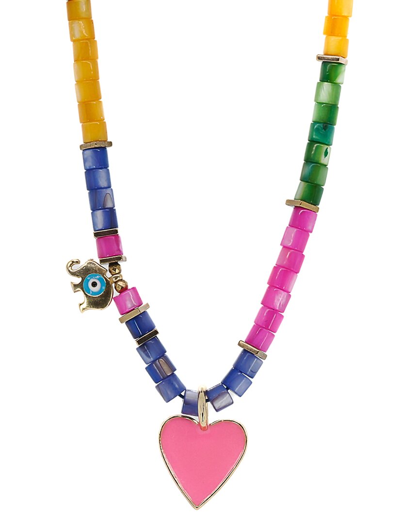 Ebru Jewelry One Of A Kind Silver Beaded Necklace In Pink