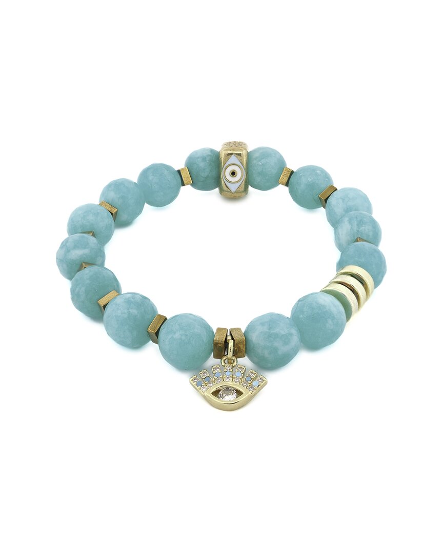 Ebru Jewelry One Of A Kind Silver Amazonite Beaded Bracelet In Blue