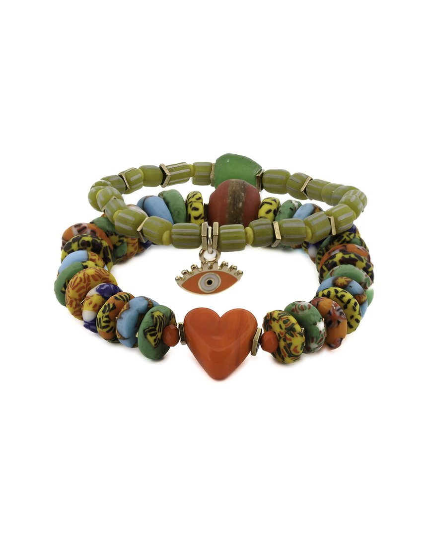Ebru Jewelry One Of A Kind Plated Beaded Bracelet In Multi