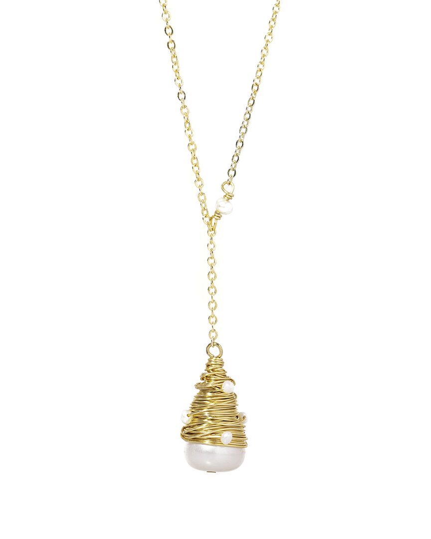 Ebru Jewelry Pearl Collection Plated Chain Necklace In Gold