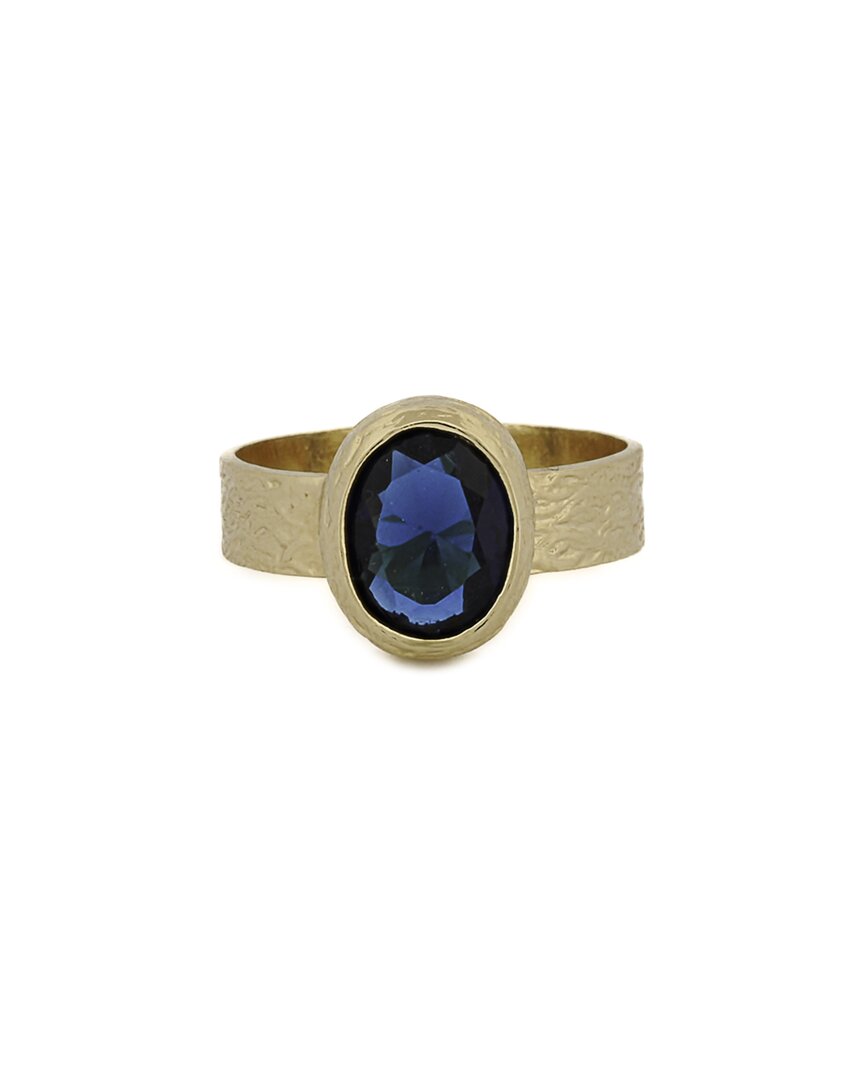 Ebru Jewelry Cleopatra Plated Cz Solitaire Ring In Gold