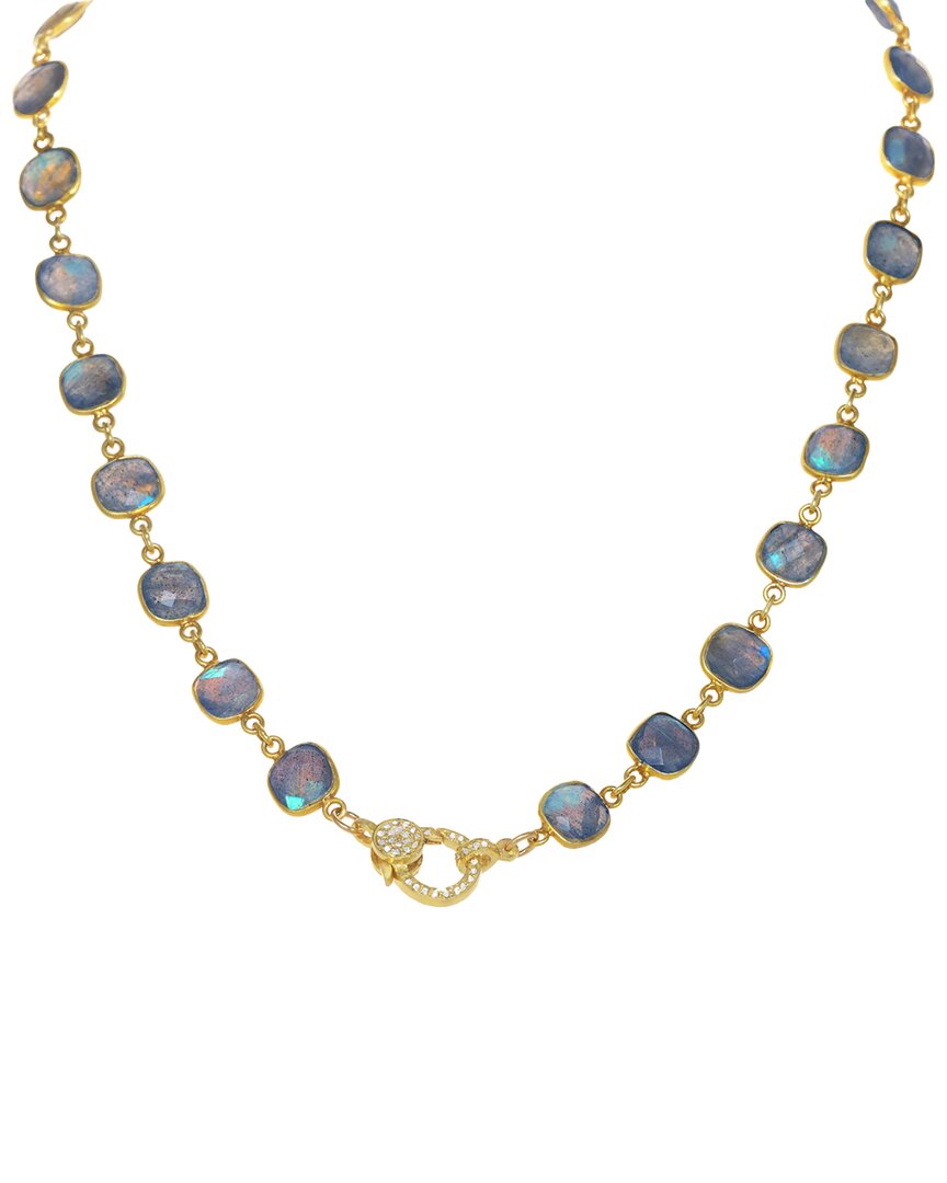 MARGO MORRISON MARGO MORRISON 18K SILVER 0.57 CT. TW. DIAMOND & FACETED LABRADORITE NECKLACE