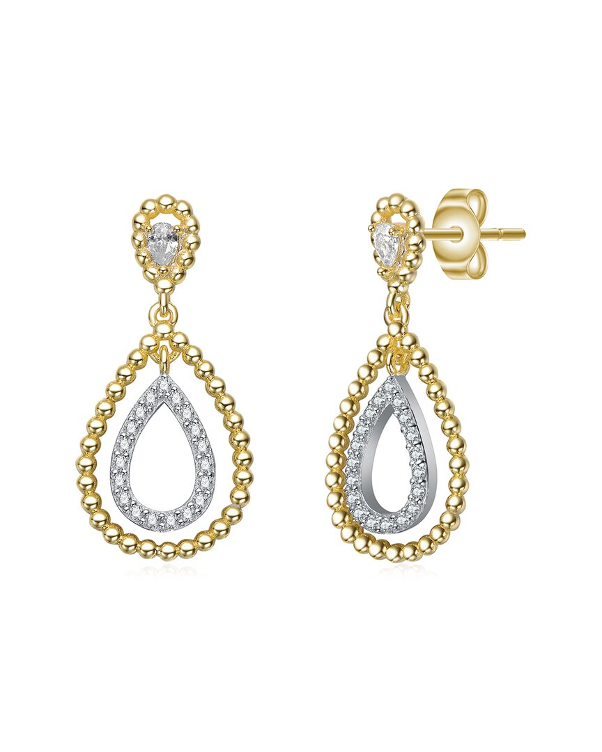 Rachel Glauber 14k Plated Cz Drop Earrings In Gold