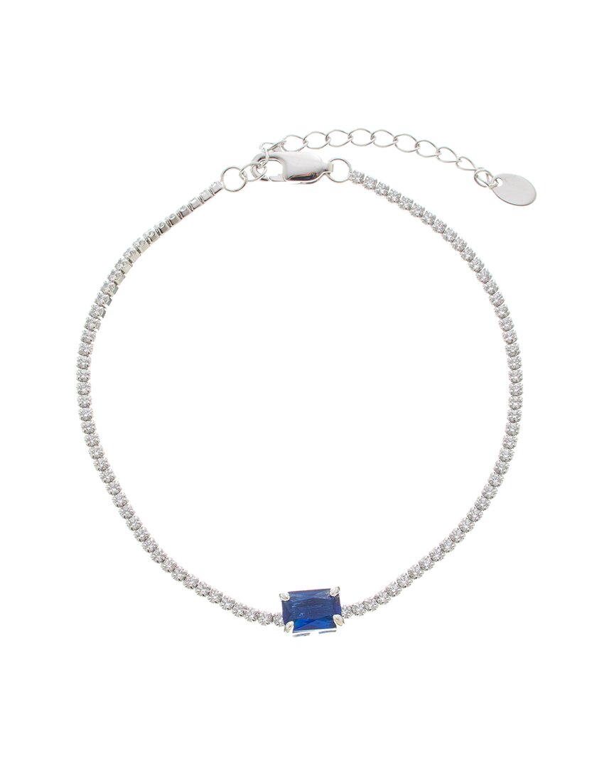 Genevive Silver Cz Tennis Bracelet In Metallic