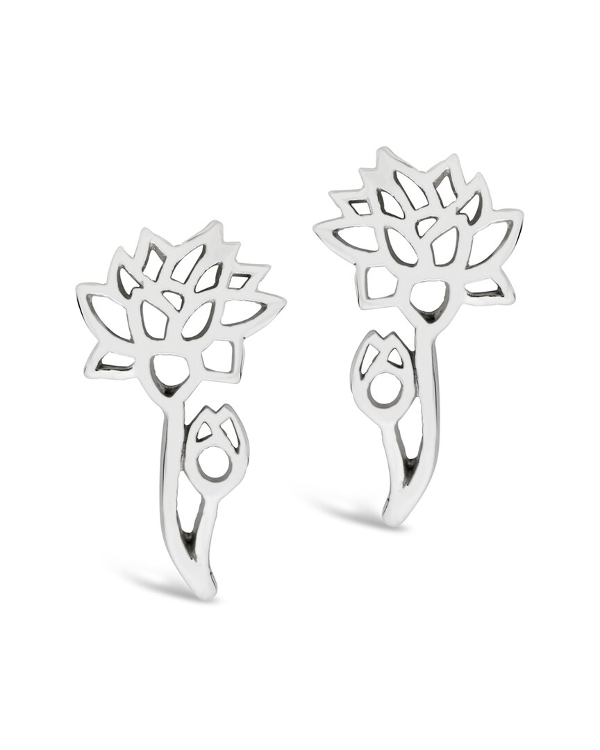 Sterling Forever Silver Birth Flower July Water Lily Studs