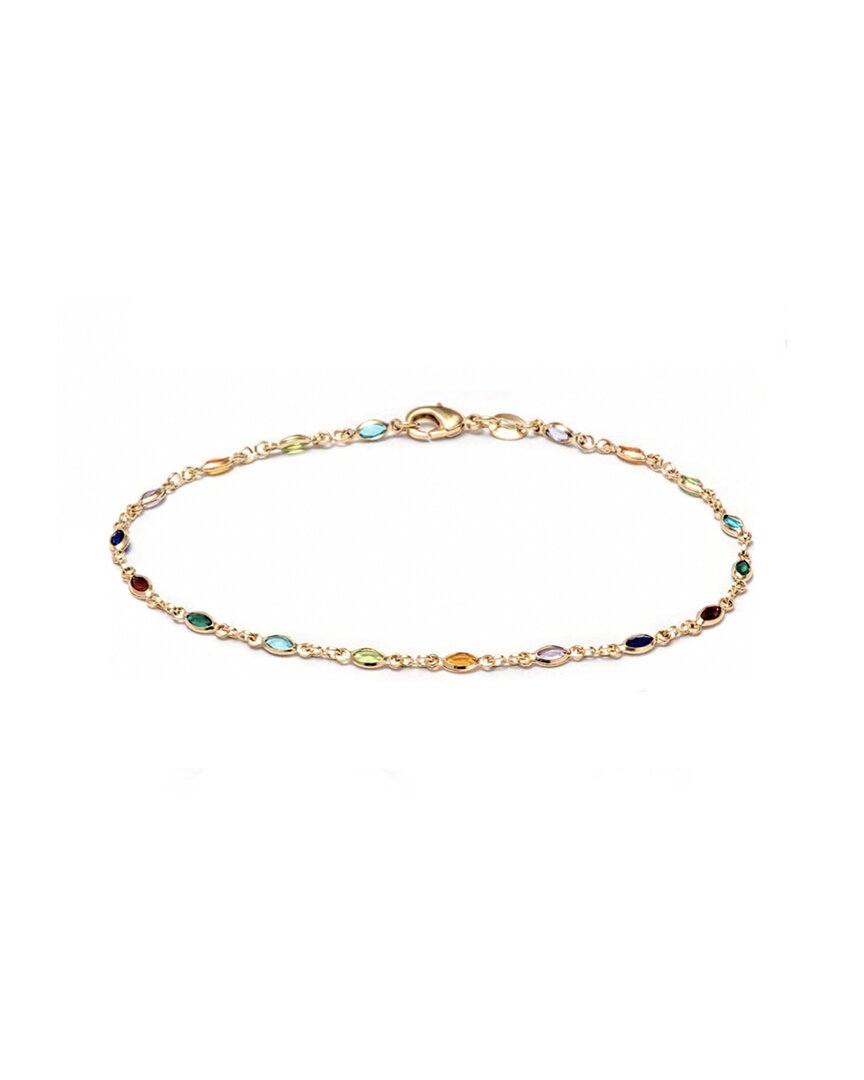 Liv Oliver 18k Plated Gemstone Cz Bracelet In Gold