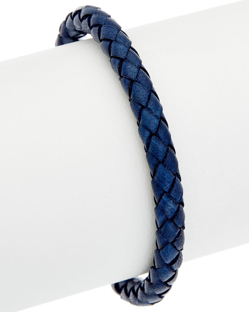 Shop Phillip Gavriel Silver & Leather Blue Sapphire Woven Bracelet