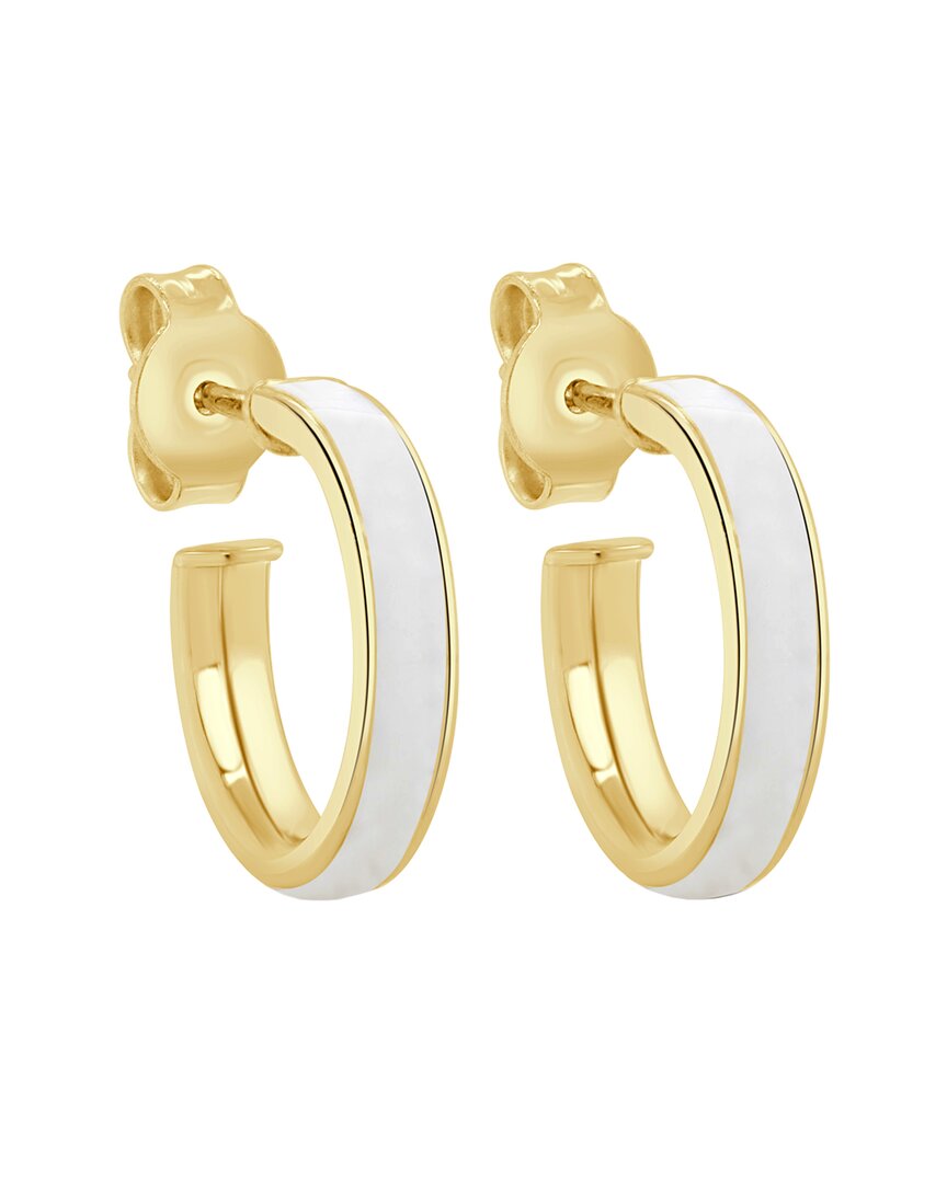 Sabrina Designs 14k Pearl Enamel Hoops In Gold