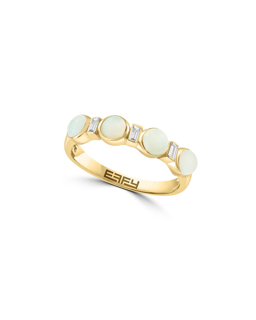 Effy Fine Jewelry 14k 0.85 Ct. Tw. Diamond & Ethiopian Opal Ring In Gold