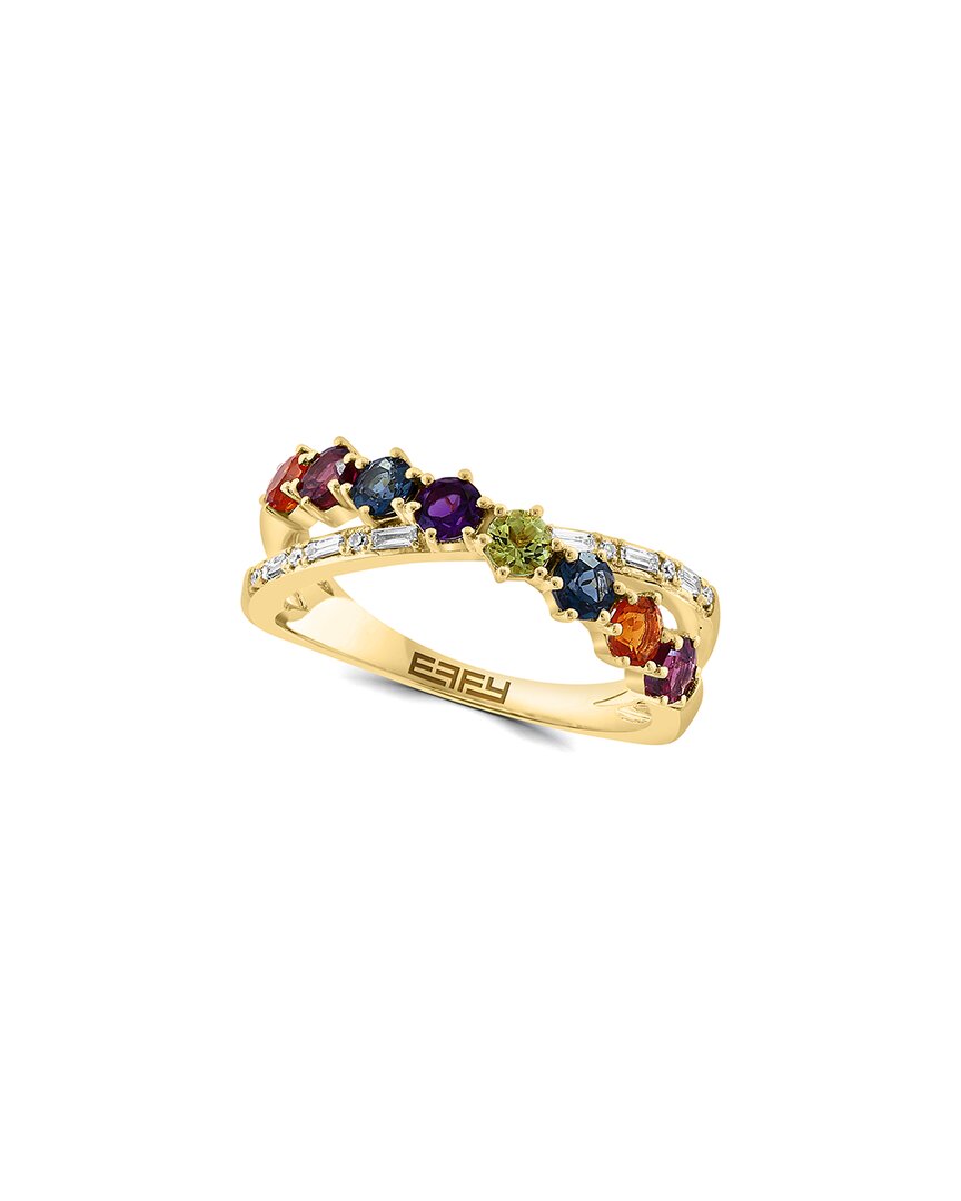 Effy Fine Jewelry 14k 1.20 Ct. Tw. Diamond & Gemstone Ring In Brown