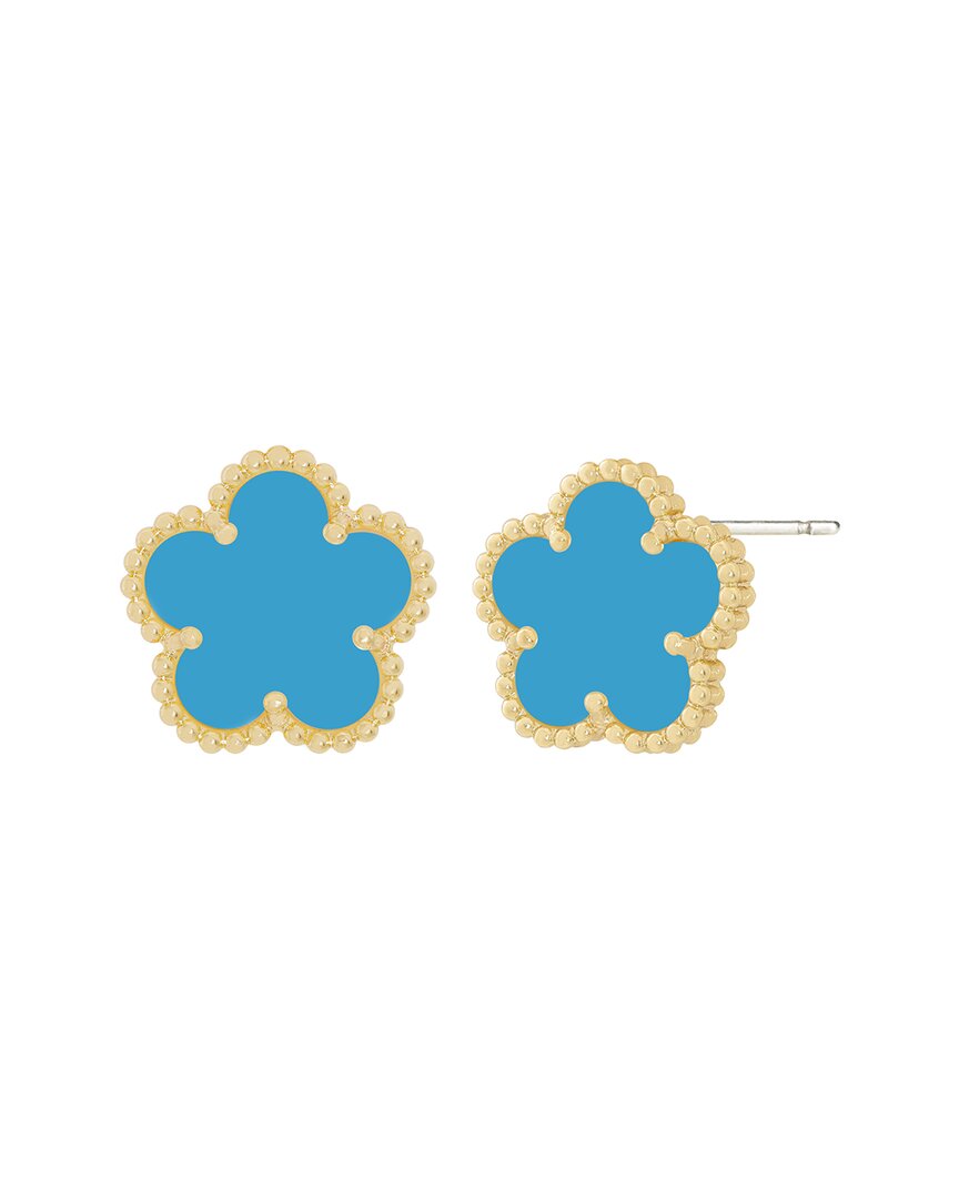 Jankuo Flower 14k Plated Agate Stud Post Earrings In Brown