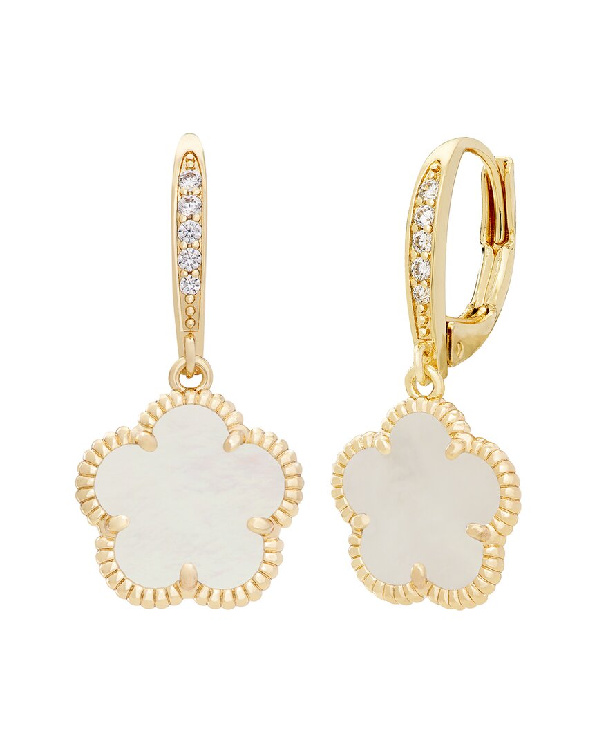 Jankuo Flower 14k Plated Cz Leverback Drop Earrings In Gold