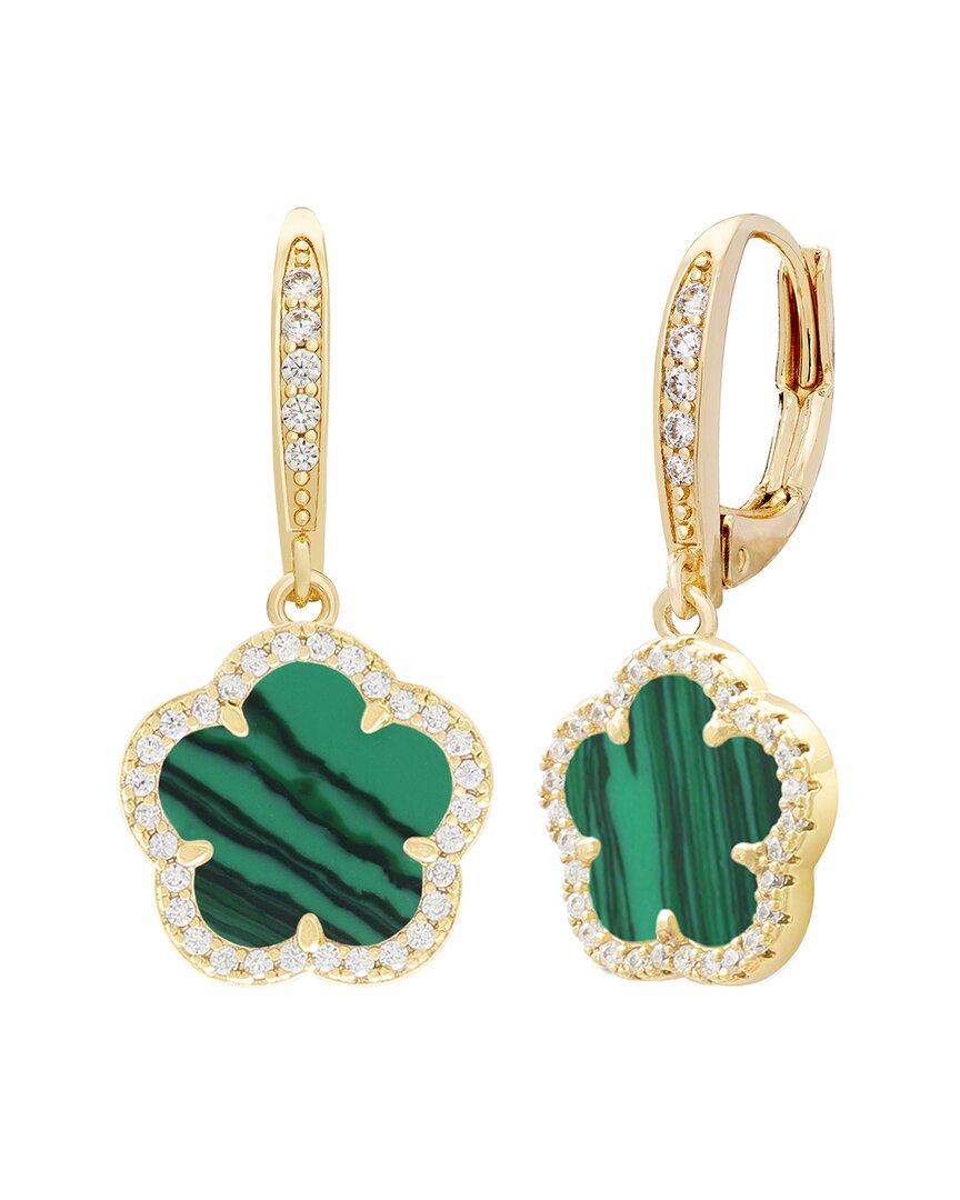 Jankuo Flower 14k Plated Cz Leverback Drop Earrings In Gold