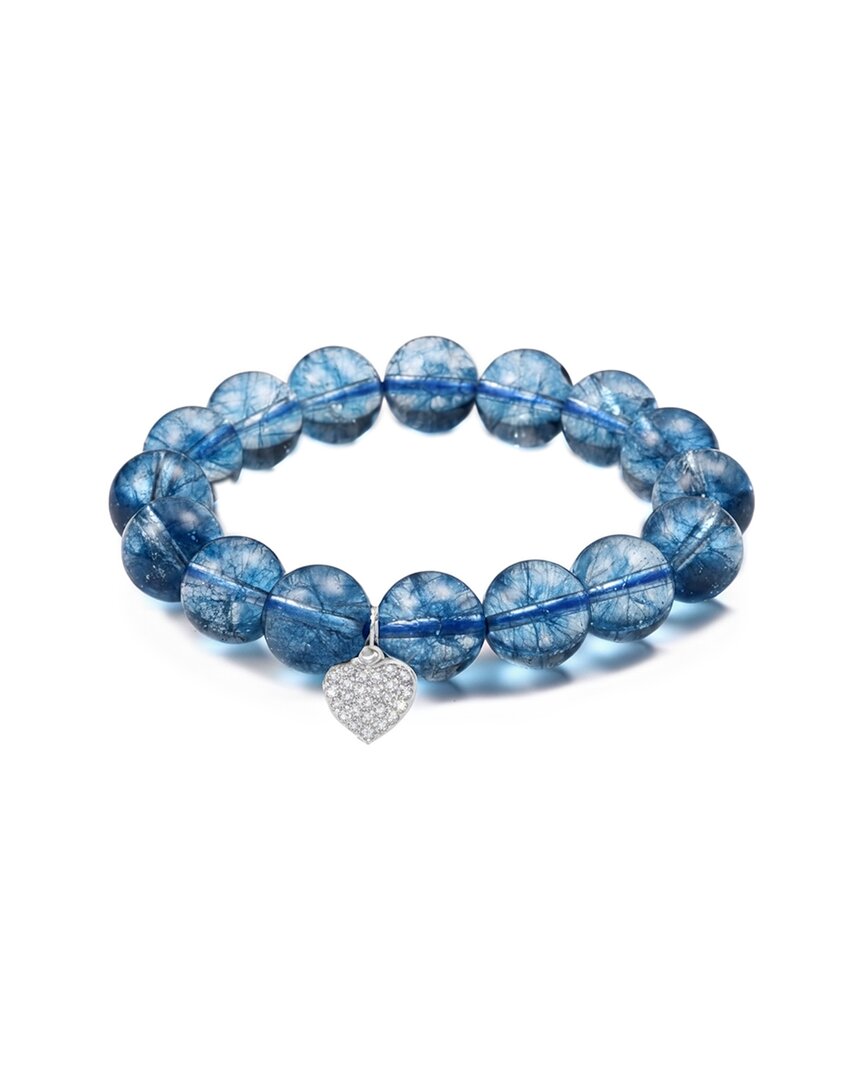 Liv Oliver 18k Plated 21.20 Ct. Tw. Blue Topaz Quartz Charm Bracelet In Blue