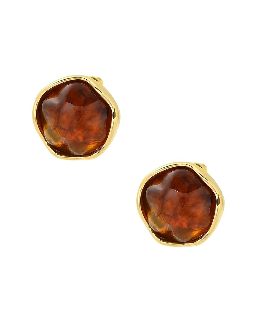 Liv Oliver 18k Plated Drop Earrings In Brown