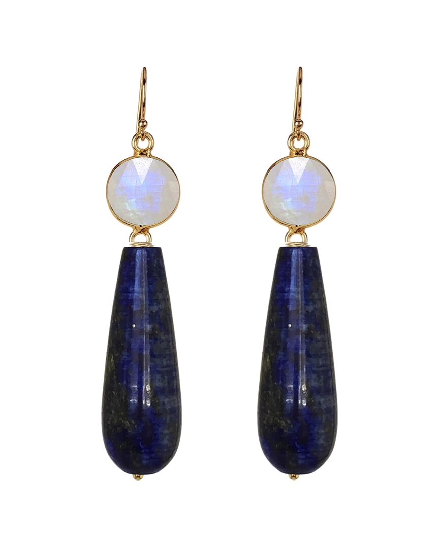 Liv Oliver 18k Plated Heart Arrow Drop Earrings In Blue