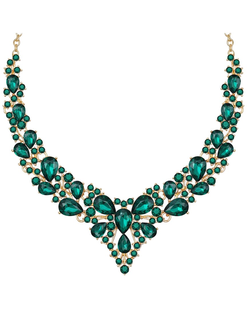 Liv Oliver 18k Plated 0.30 Ct. Tw. Emerald Green Sapphire Eternity Necklace In Green