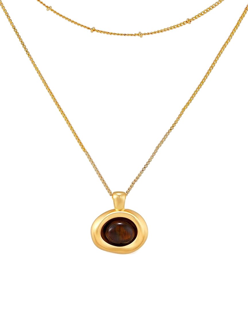 Liv Oliver 18k Plated 0.30 Ct. Tw. Ruby Triangle Necklace In Gold